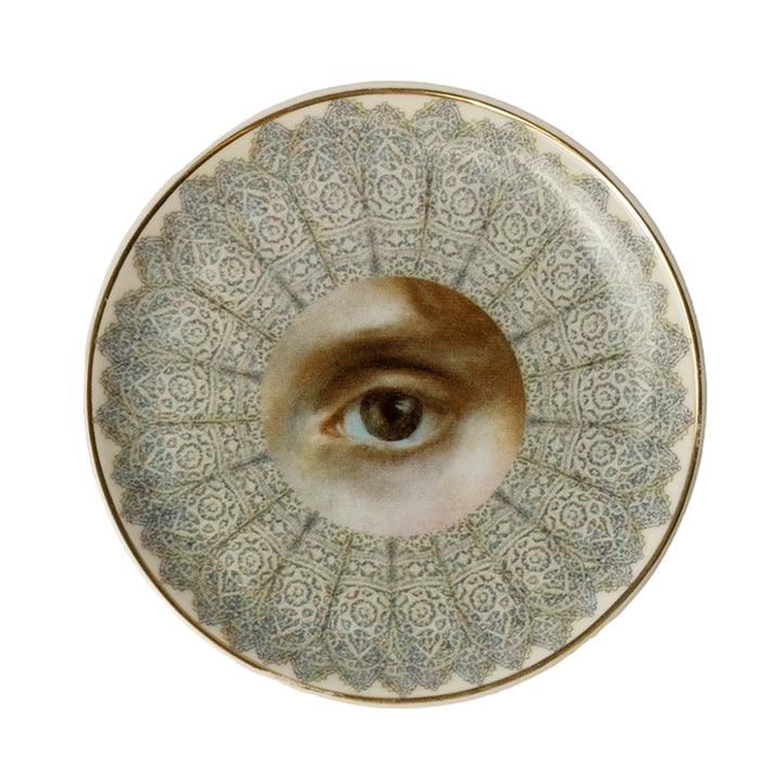 Elizabethan Lady's Eye Round Ceramic Dish