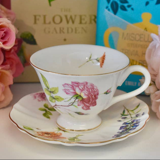 Teacup and Saucer -- English Garden